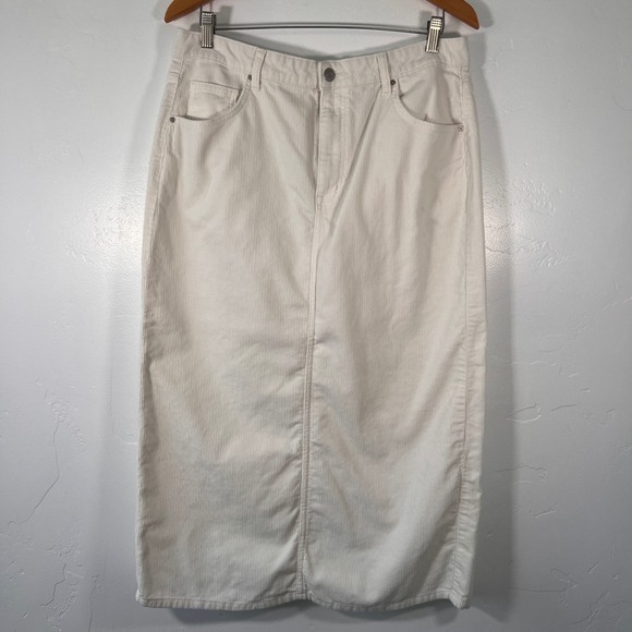 Cotton On Dresses & Skirts - Cotton On Cord Maxi Skirt Womens Size 12 Cream Off-White Straight Back Slit 1052